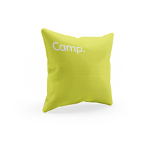 Yellow Summer Camp Throw Pillow Cover for Bunk Gift, Visiting Day, Girl's Room Decor or Camper&#39;s gift.