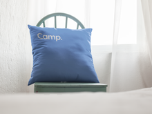 Blue Summer Camp Pillow Cover for Bunk or Girl's Room Decor and gift for friend or camper gift