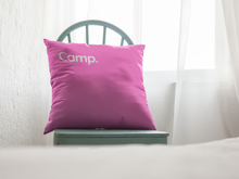 Pink Summer Camp Throw Pillow Cover for Bunk Gift, Visiting Day, Girl's Room Decor or Camper&#39;s gift.
