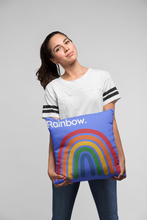 Throw Pillow Cover With Blue Pop Art Rainbow Design For Playroom Decor or Girls Room Decor