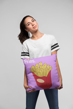 Throw Pillow Cover With Purple Pop Art Fries Design For Playroom Decor or Girls Room Decor