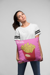 Throw Pillow Cover With Pink Pop Art Fries Design For Playroom Decor or Girls Room Decor