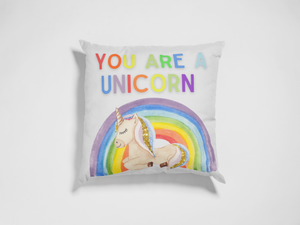 Unicorn Rainbow Pillow Throw Decorative Pillow Cover for Girl's Room, Playroom or Girl's Bedroom