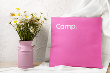 Pink Summer Camp Throw Pillow Cover for Bunk Gift, Visiting Day, Girl's Room Decor or Camper&#39;s gift.