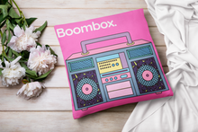 Throw Pillow Cover With Pink Pop Art Boombox Design For Dorm Room, Playroom Decor or Girls Bedroom Decor