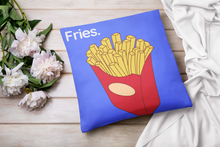 Throw Pillow Cover With Blue Pop Art Fries Design For Playroom Decor or Girls Room Decor