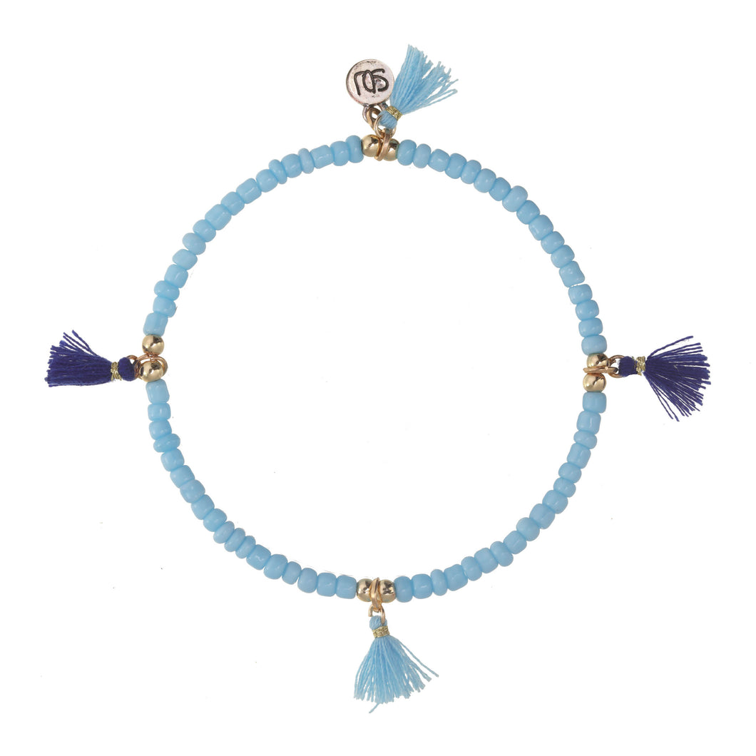 blue tassel seed bead bracelets 