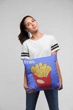 Throw Pillow Cover With Blue Pop Art Fries Design For Playroom Decor or Girls Room Decor