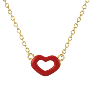 June Red Enamel Heart Necklace