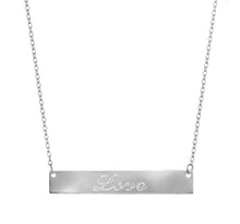 silver love bar necklace 