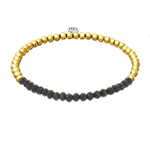 black agate and gold beaded bracelets 