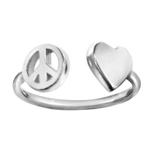 Sterling silver heart peace ring 