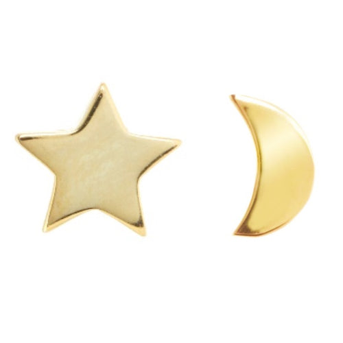 Gold star and moon earrings 