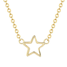 Gold open star necklace 